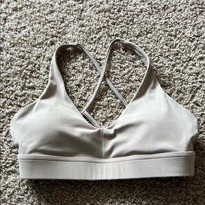 Cream Minimalist Sports Bra with Racerback